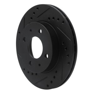 Nissan NX Brake Rotor (1) - Front Left - R1 Concepts - Drilled & Slotted - Black - `86-`17